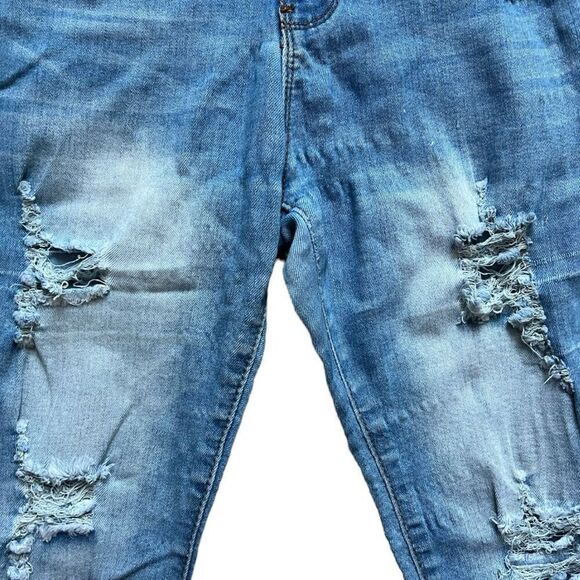 Womens Street Denim VIP Ripped Medium Washed Distressed Raw Hem Jeans - Sz 7/8 - Picture 3 of 4